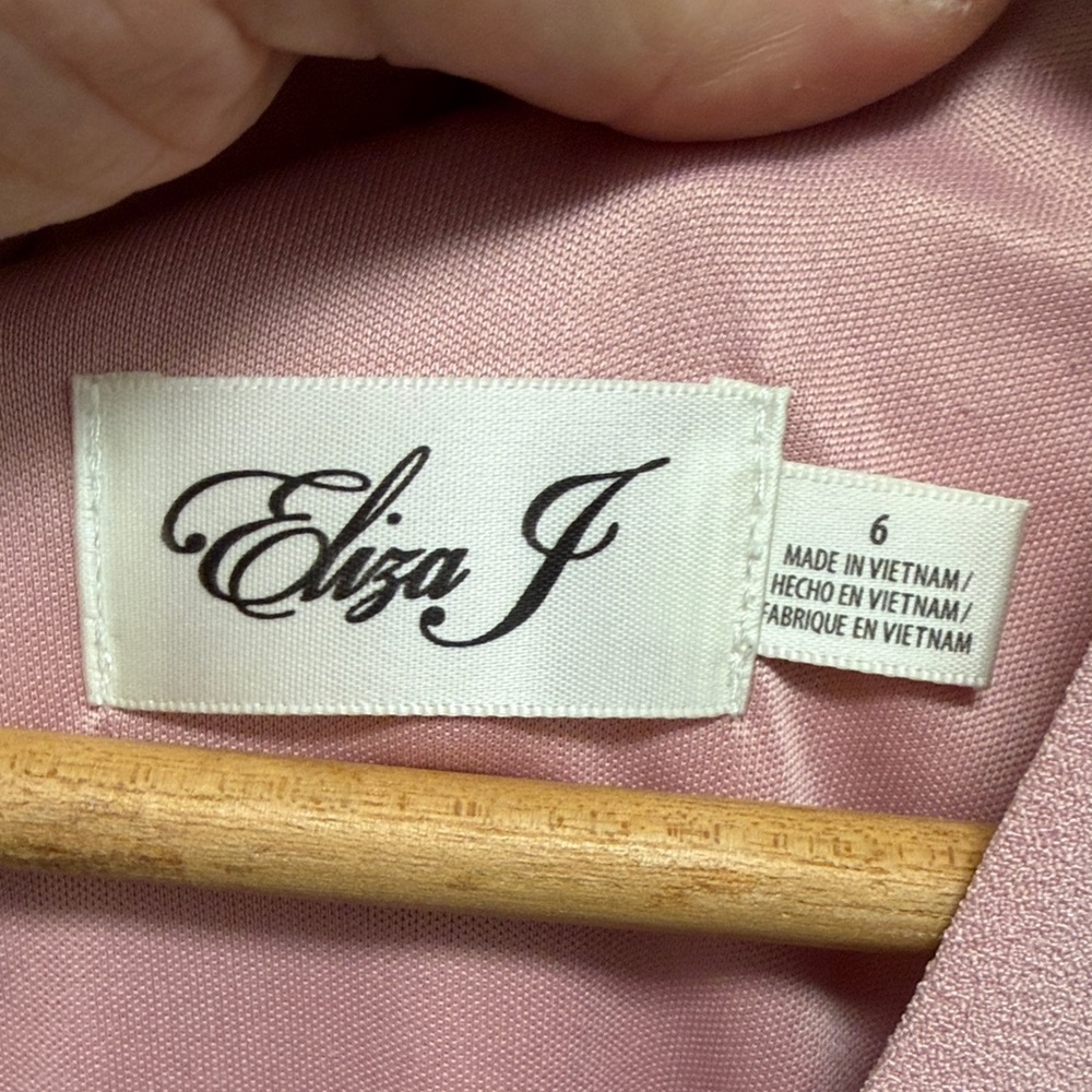 Eliza J Womens Pink V Neck Fit and Flare Dress Evening Wedding Guest Valentines - Picture 2 of 8